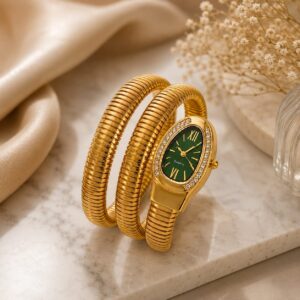 Sioura Luxe Serpentine Gold Bracelet Watch
